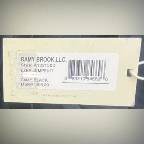 Ramy Brook Black Satin Ezra Jumpsuit size 8 wide leg designer classic piece - Picture 11 of 12